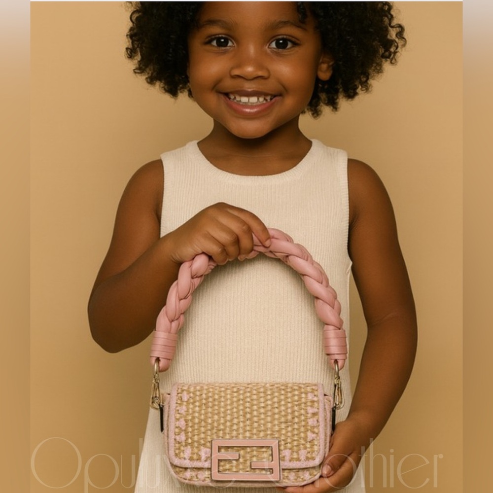 Beautiful Purse with leather woven handle!